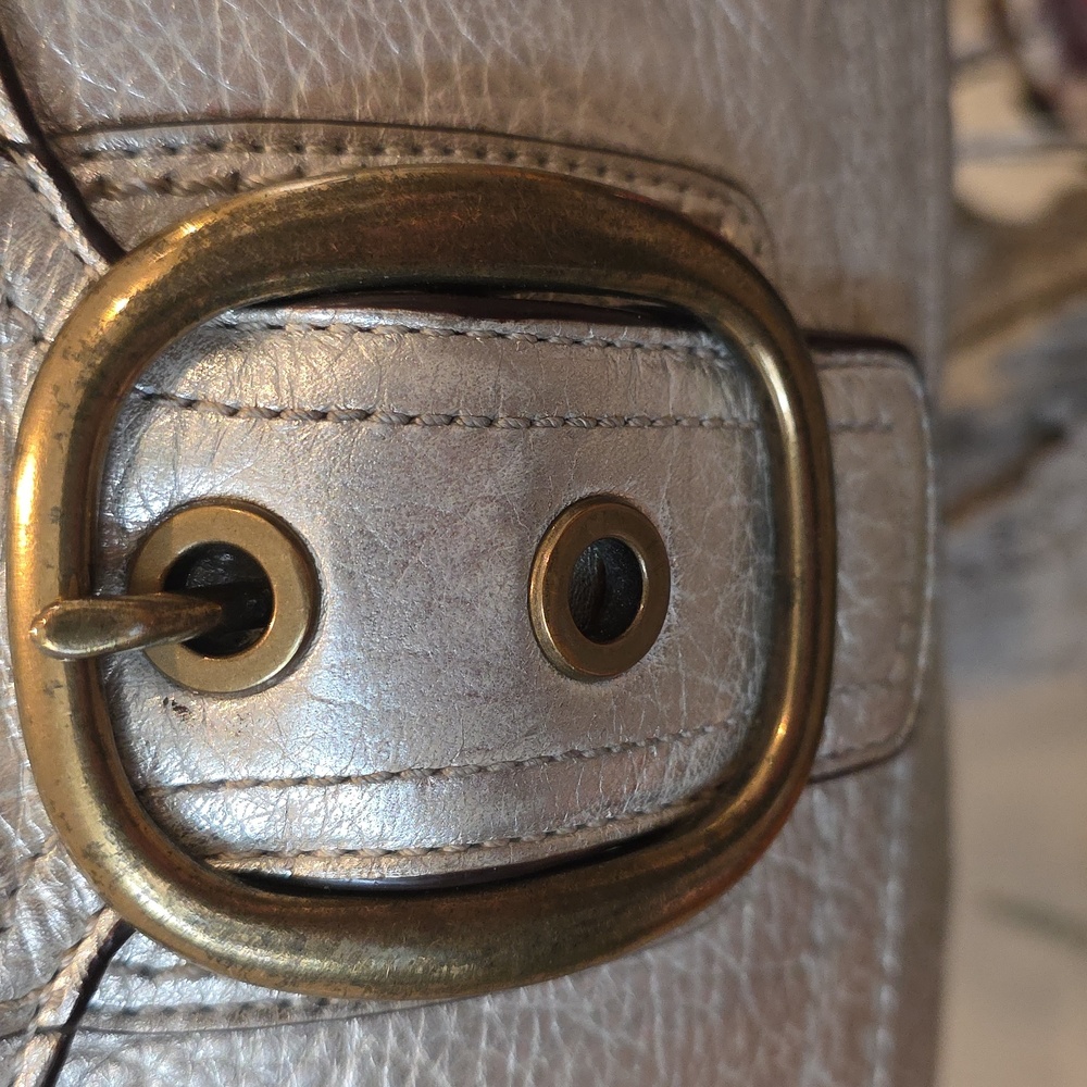 Coach Bleecker Pewter/Silver Metallic Featuring Tattersall Lining - Picture 3 of 14